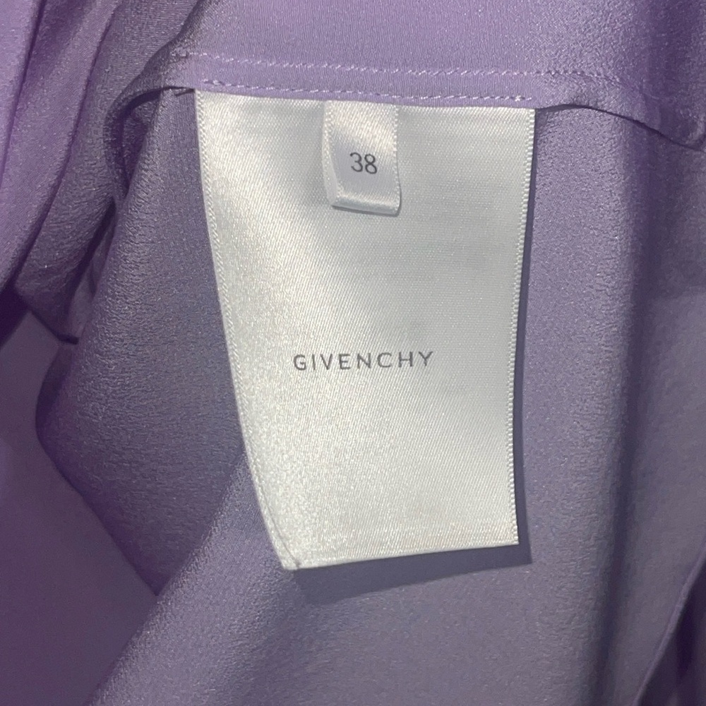 GIVENCHY Blouse in Mauve Purple Scarf Neck Bow Button Cuffs V Neck 100% Silk 38 - Picture 5 of 9
